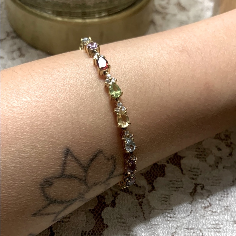 18k over 925 Multicolor Gemstone Bracelet